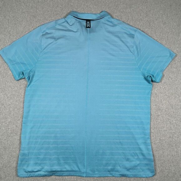 Nike Tiger‎ Woods Collection Golf Polo Shirt Mens XL Collar Snap Button Blue - Picture 6 of 10